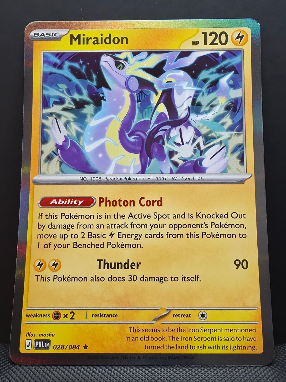 Miraidon #28 Pitch Black Pokémon Card Holo Rare Near Mint