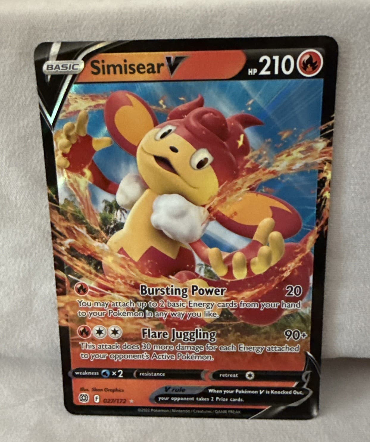 Pokemon Simisear V 22/159 - Crown Zenith Near Mint