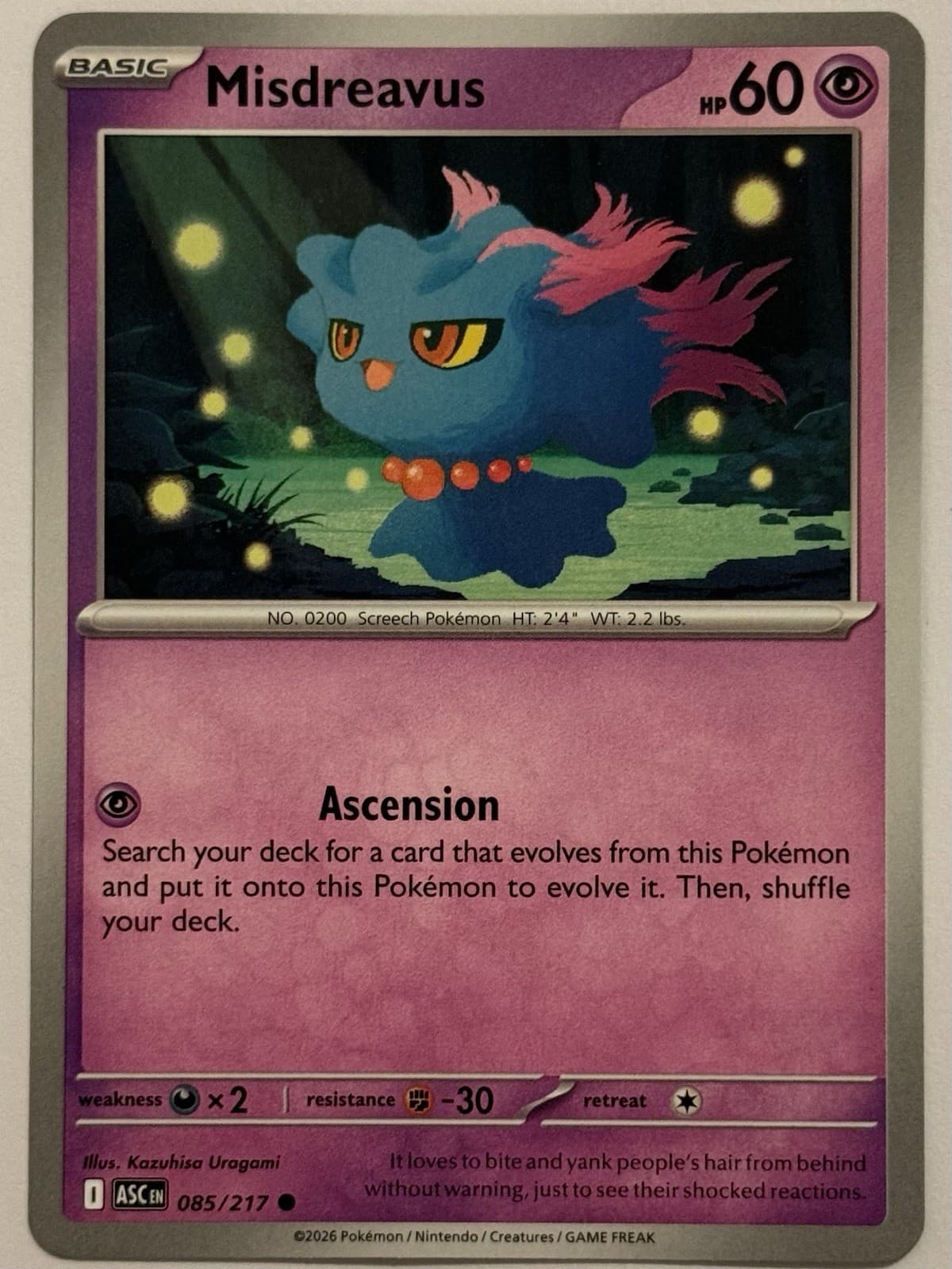 Misdreavus 85/217 Pokemon Ascended Heroes, NM