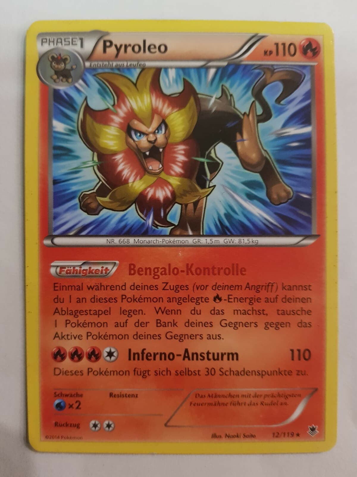 Pokemon!! Pyroleo Phantomkräfte 12/119! Holo Rare! DE! Gebraucht!