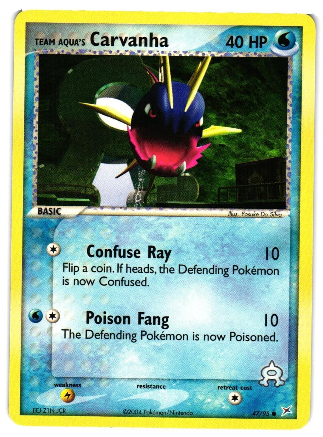 Pokemon TCG Team Aqua's Carvanha 47/95 Common Team Magma vs Team Aqua NM