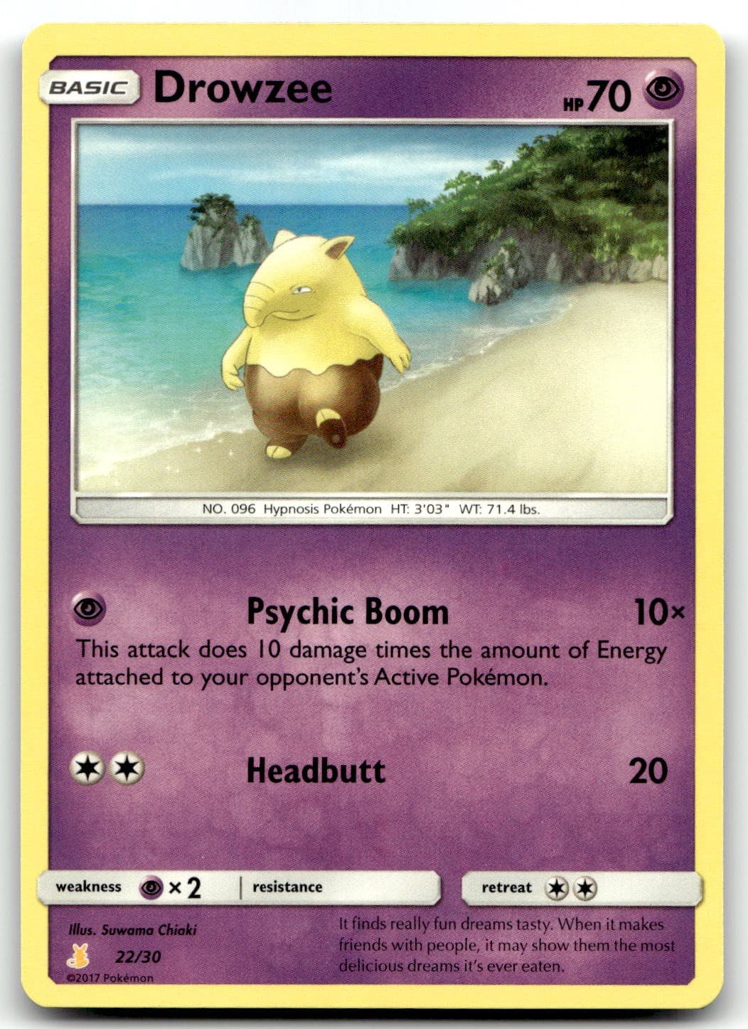 Drowzee 22/30 SM Trainer Kit: Lycanroc & Alolan Raichu Common Normal Pokemon LP
