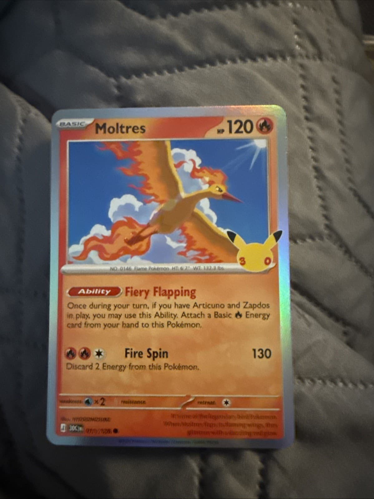 Moltres 11/128 TCG ME: 30th Celebration Holo Pokemon TCG