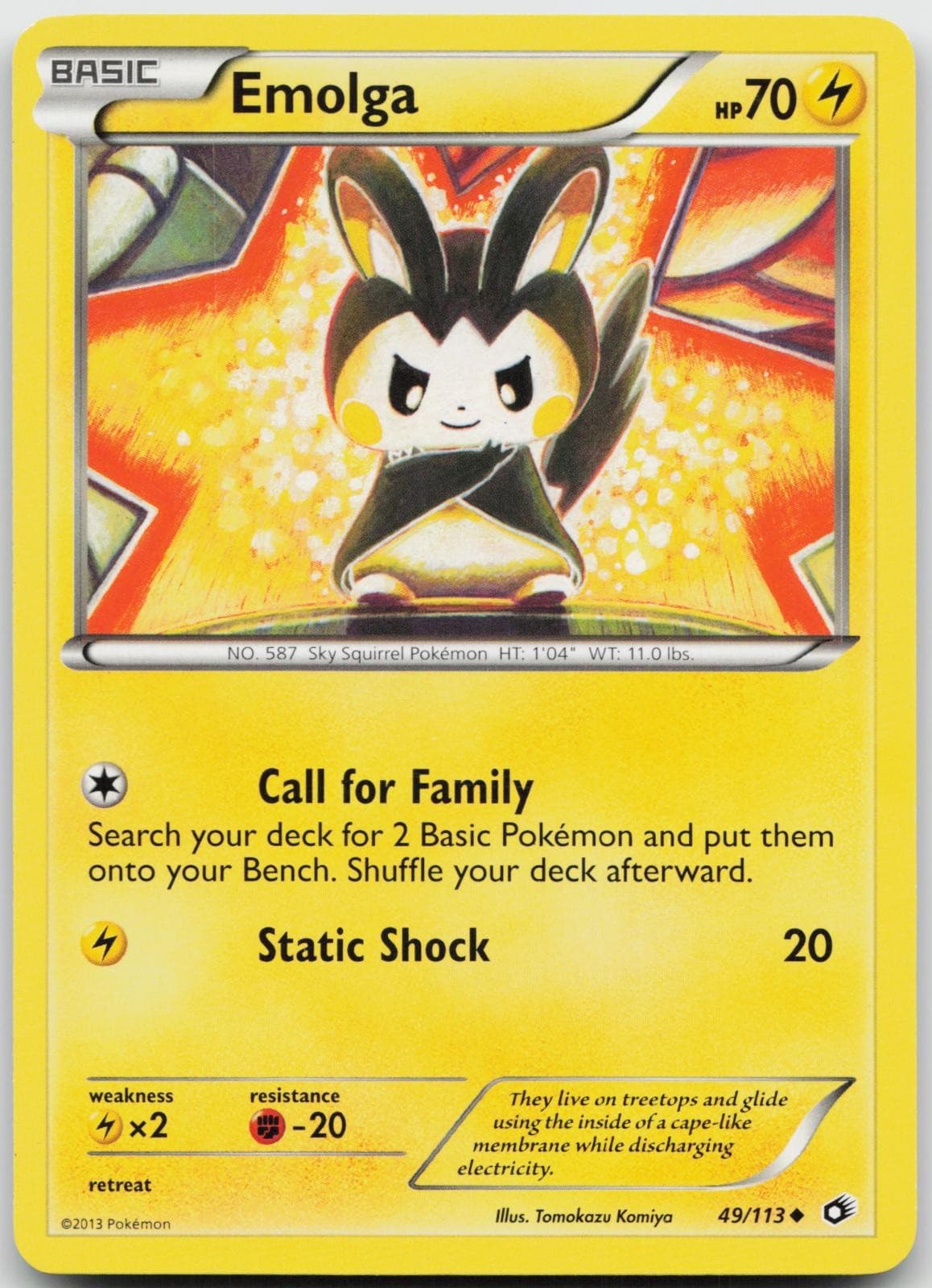 Emolga 49/113 Uncommon Legendary Treasures Pokemon Near Mint