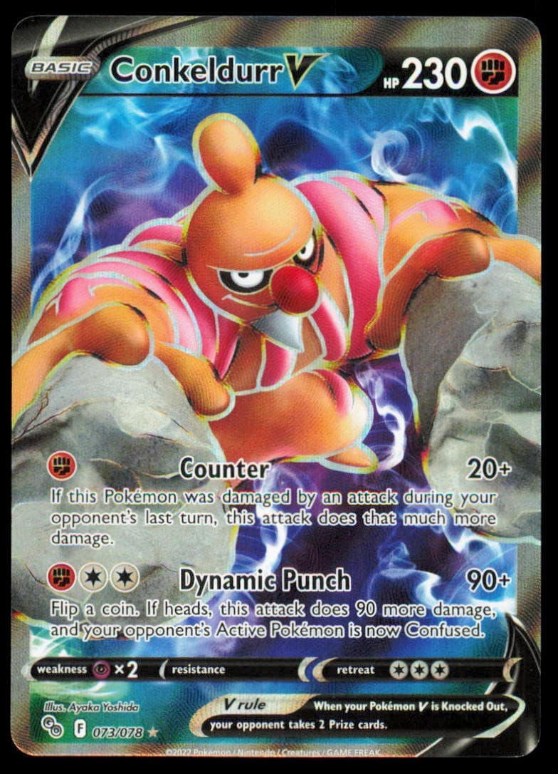 Conkeldurr V (Full Art) Holo Ultra Rare Pokemon GO 073/078 NM