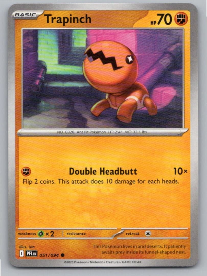2025 POKEMON TRAPINCH PHANTASMAL FLAMES 051/094 COMMON NM A43402 FREE S&H