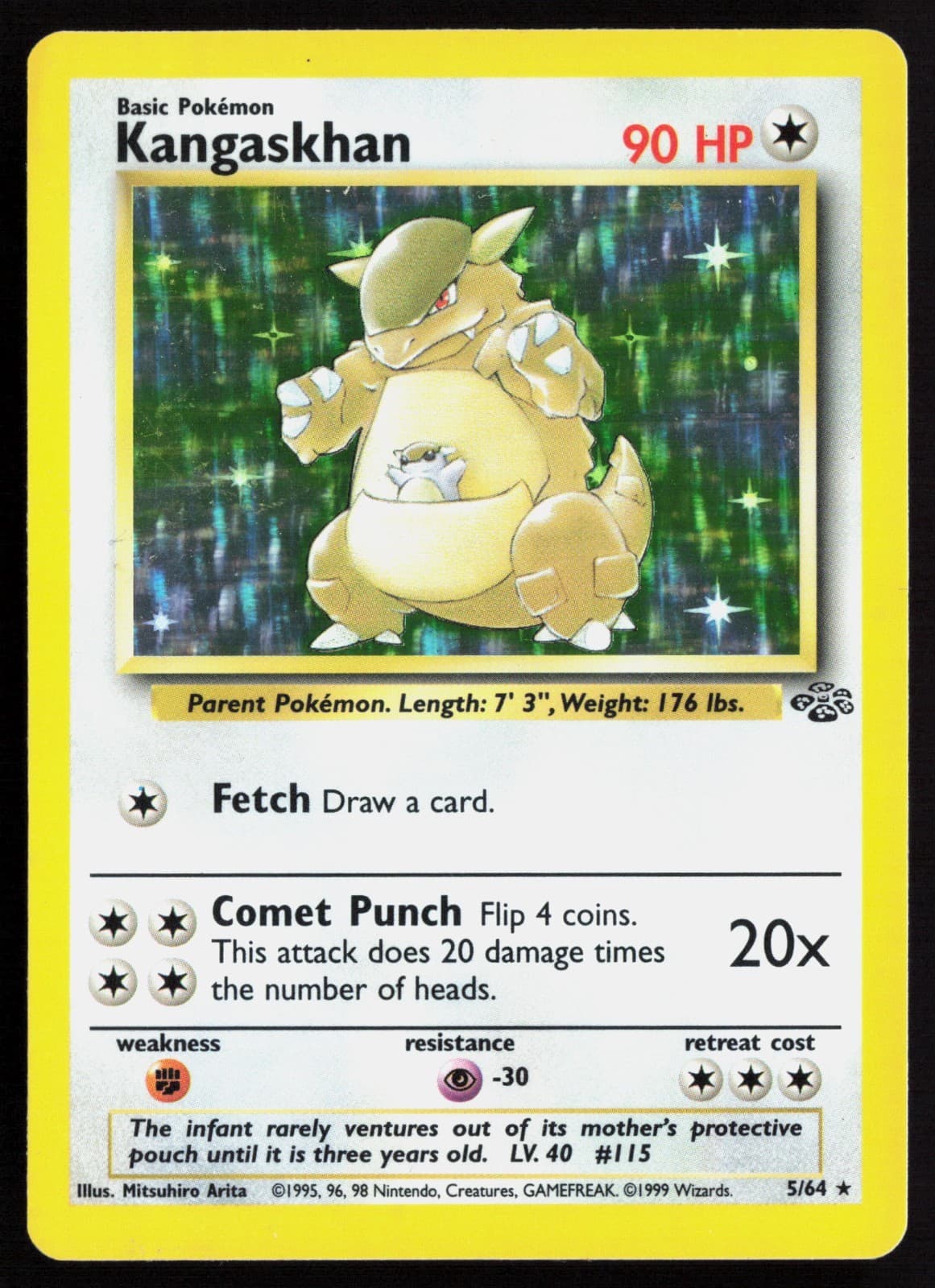 Kangaskhan Holo 5/64 Jungle Moderately Played (MP) Pokemon TCG Holo Rare English