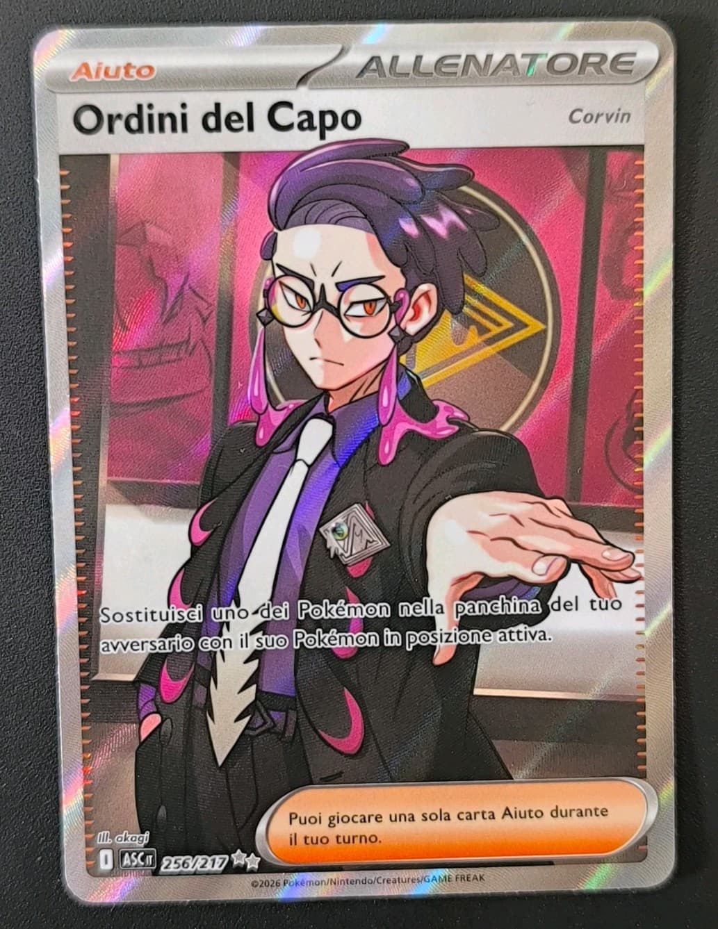 Carta Pokemon ORDINI DEL CAPO 256/217 Ascesa Eroica Full Art Rara Holo ITA NM
