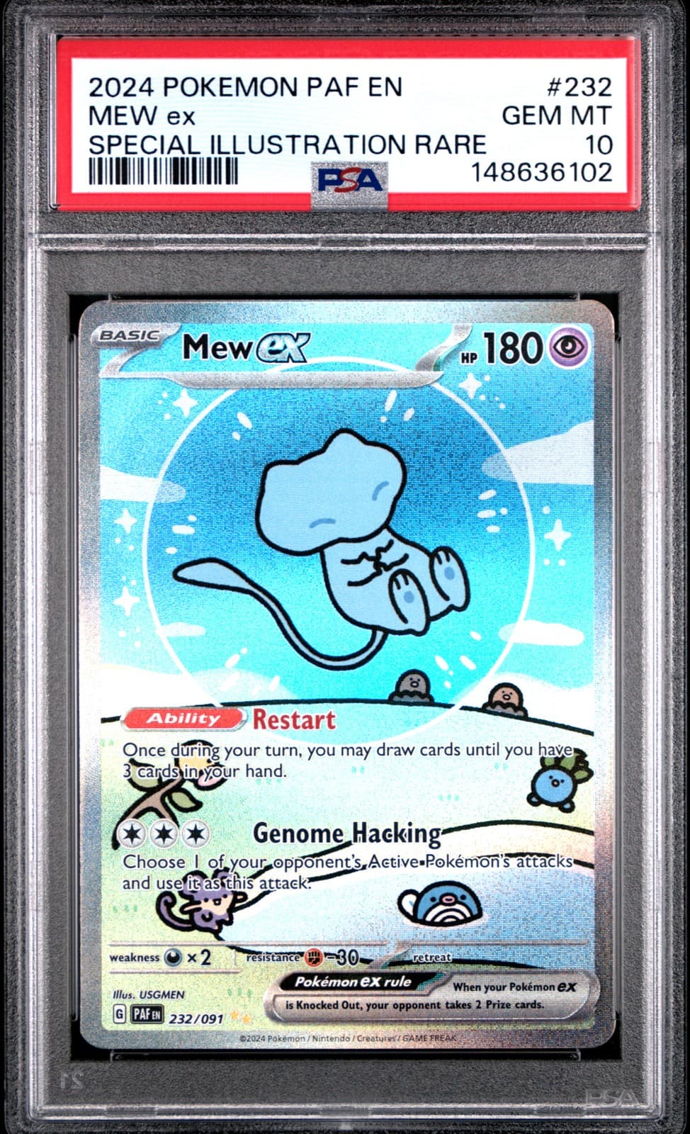 2024 POKEMON PAF EN-PALDEAN FATES SPECIAL ILLUSTRATION RARE #232 MEW EX PSA 10