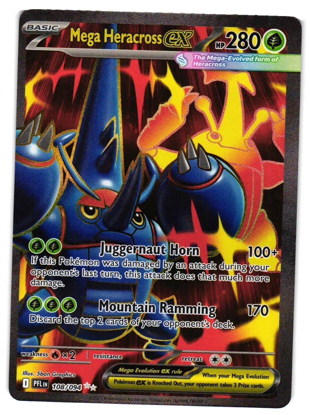 Pokemon TCG Mega Heracross ex 108/094 ME02: Phantasmal Flames Ultra Rare NM