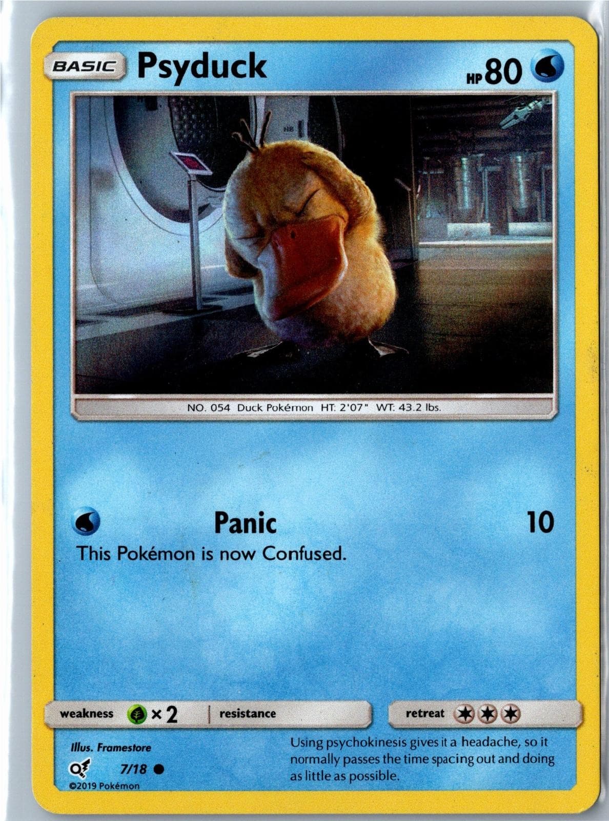 Psyduck Detective Pikachu 7/18 Common Holo Moderately Played - Pokemon Card