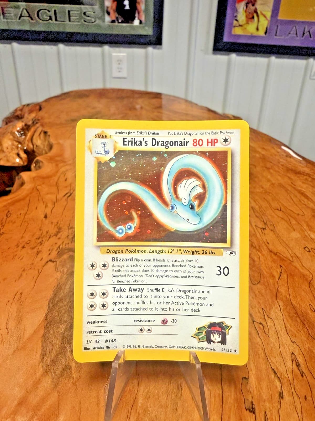 2000 Pokemon Erika's Dragonair 4/132 Gym Heroes Holo LP