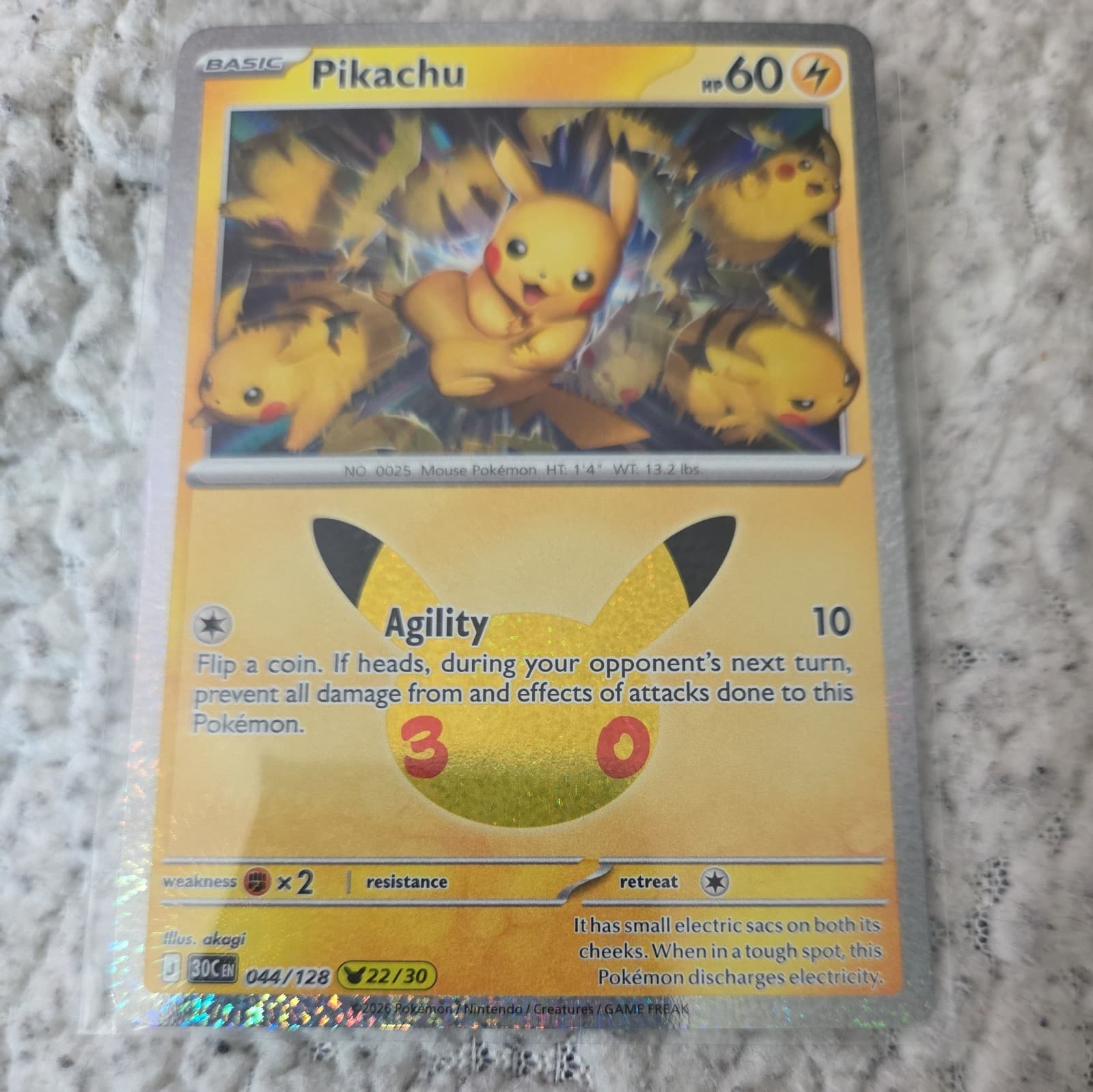 Pokémon TCG Pikachu (22/30) 30th Celebration 44/128