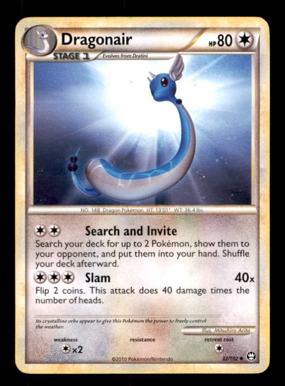Dragonair 32/102 Uncommon HGSS Triumphant Pokemon Moderately Played