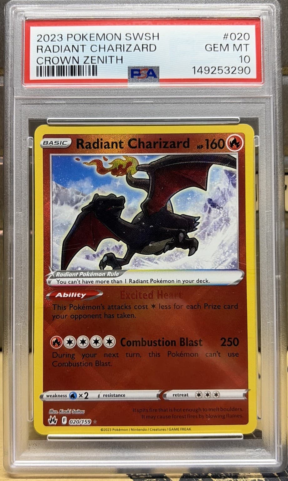 Pokemon Radiant Charizard 020/159 Crown Zenith Holo Radiant Rare PSA 10
