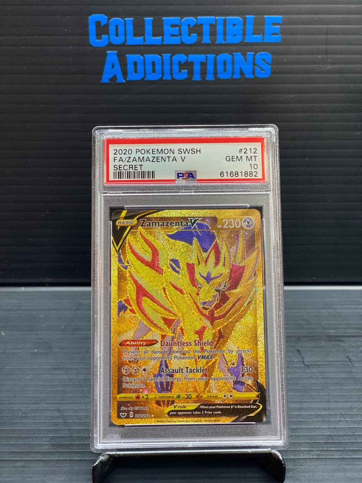 Zamazenta V GOLD SECRET RARE 212/202 Sword  Shield Full Art PSA 10 GEM MINT T794