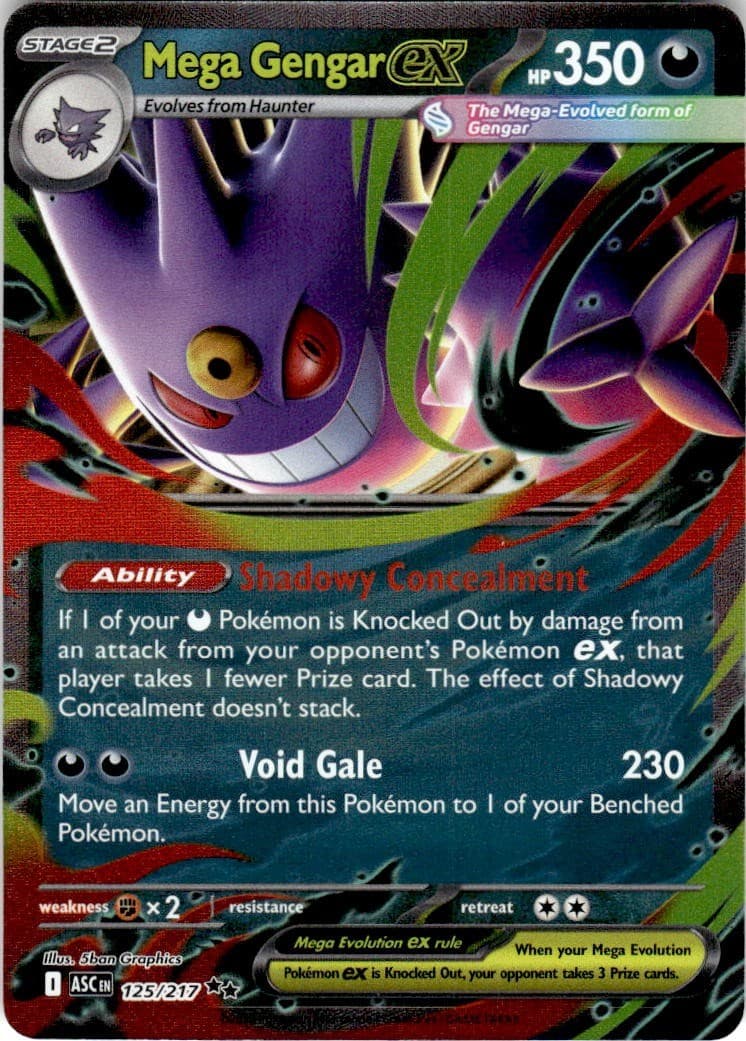 Mega Gengar ex Holofoil NM Double Rare ME: Ascended Heroes 125/217