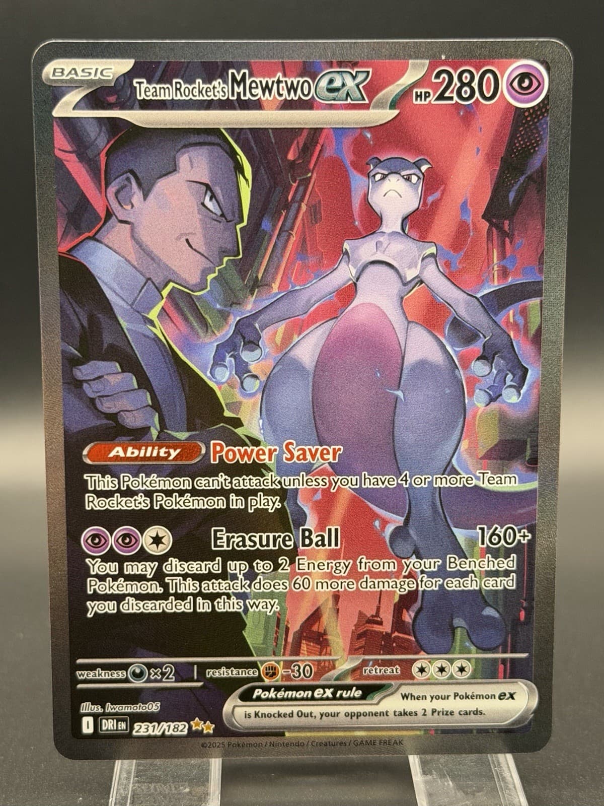 Team Rocket’s Mewtwo ex 231/182 SIR Destined Rivals Pokemon TCG NM