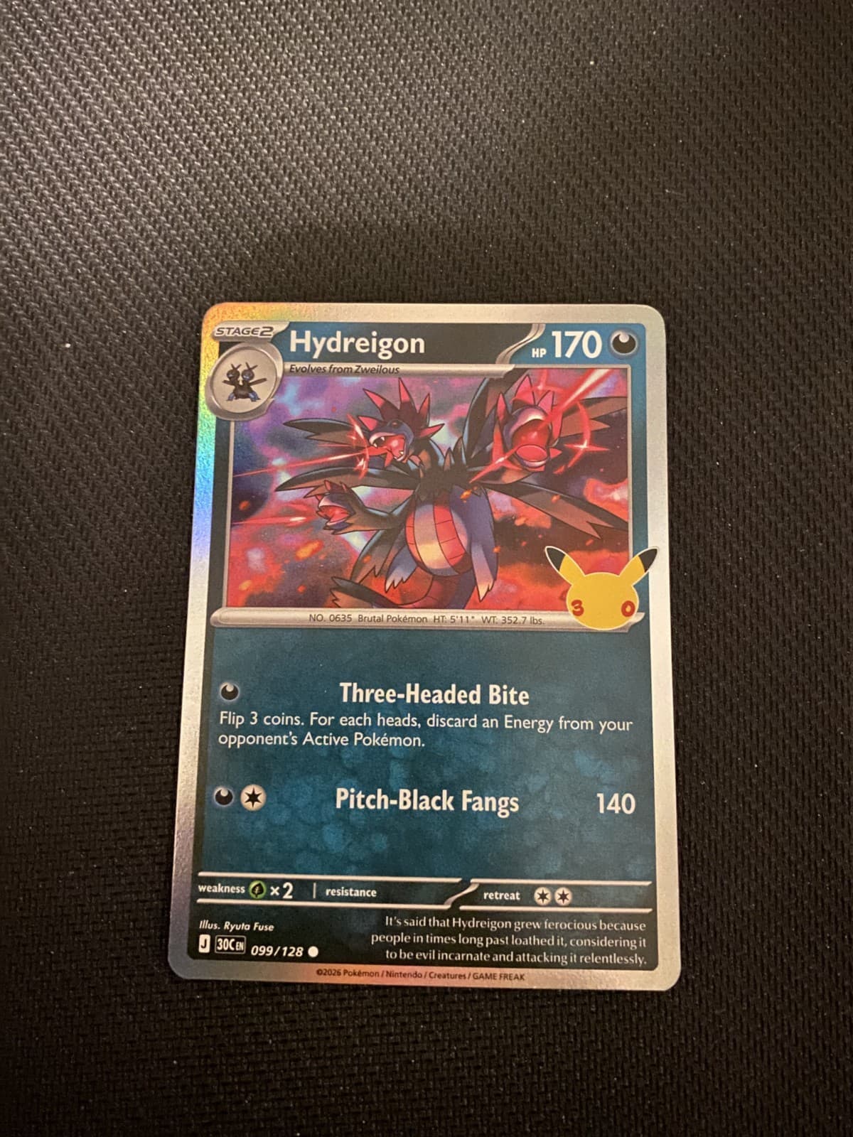 Hydreigon 099/128 30C: Pokemon 30th Celebration Holofoil Near Mint
