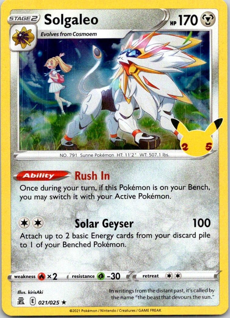Solgaleo 021/025 Holo Rare Celebrations Pokemon Near Mint