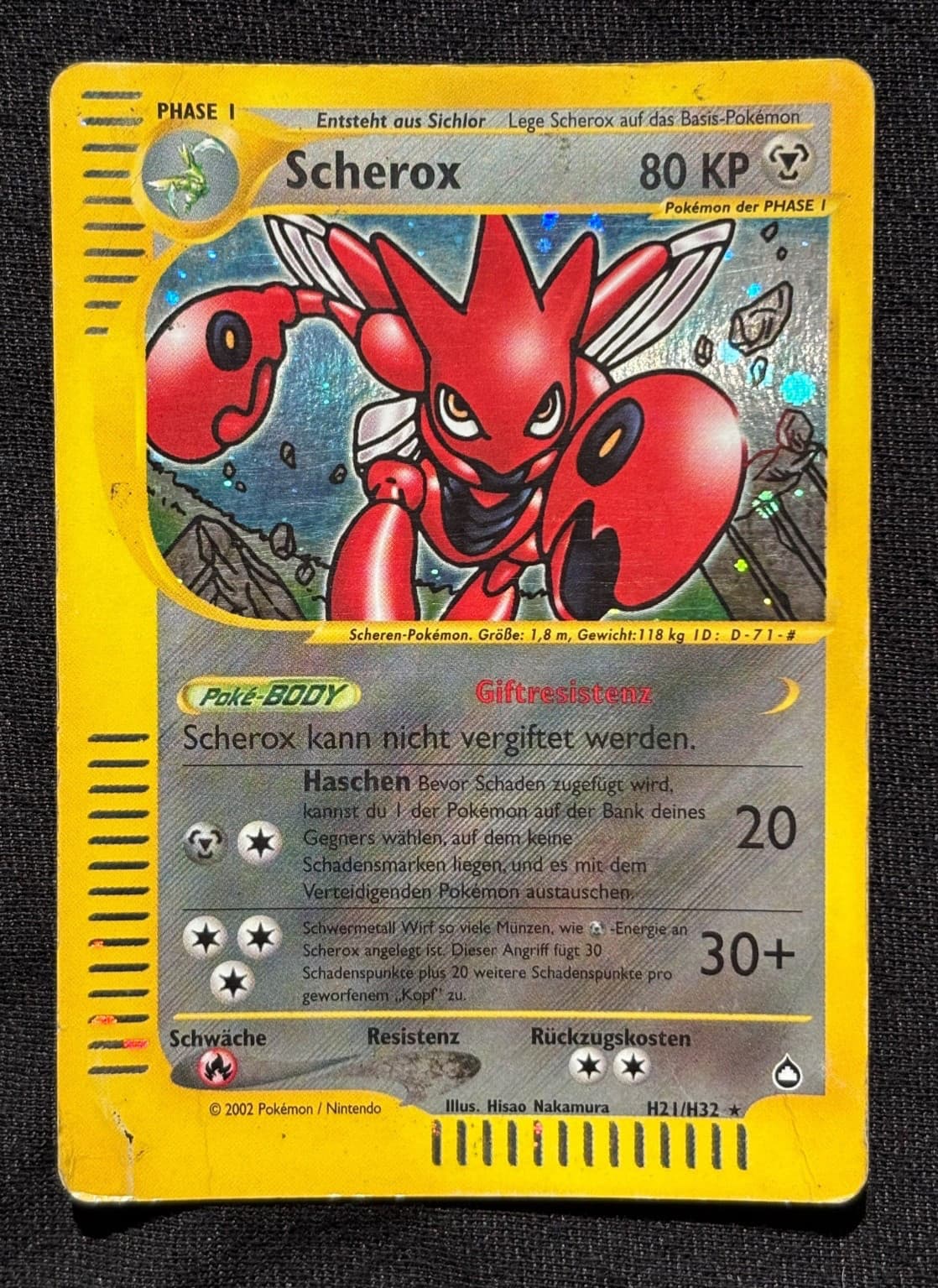 Scherox AQ H21/H32 Aquapolis Holo DEU Pokemon Vintage