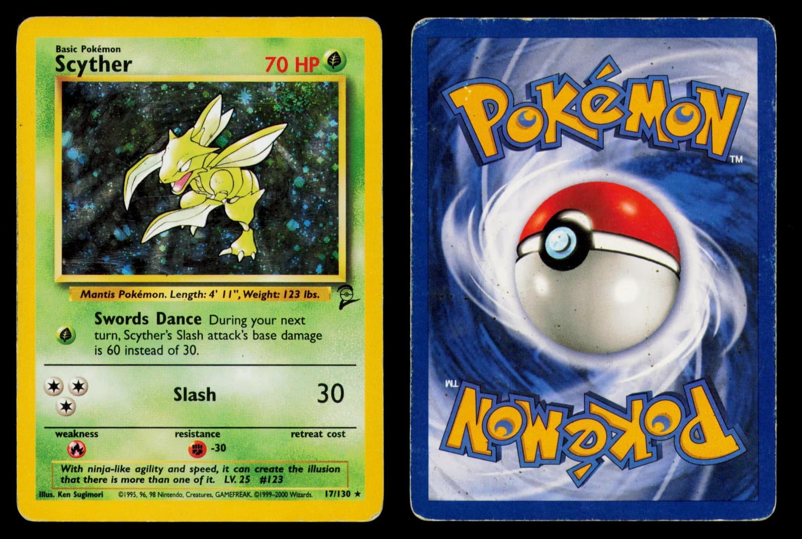SCYTHER 2000 17/130 HOLO BASE SET 2 POKEMON