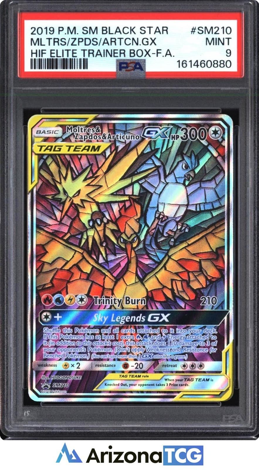Pokemon 2019 Moltres & Zapdos & Articuno GX SM210 Full Art Hidden Fates PSA 9