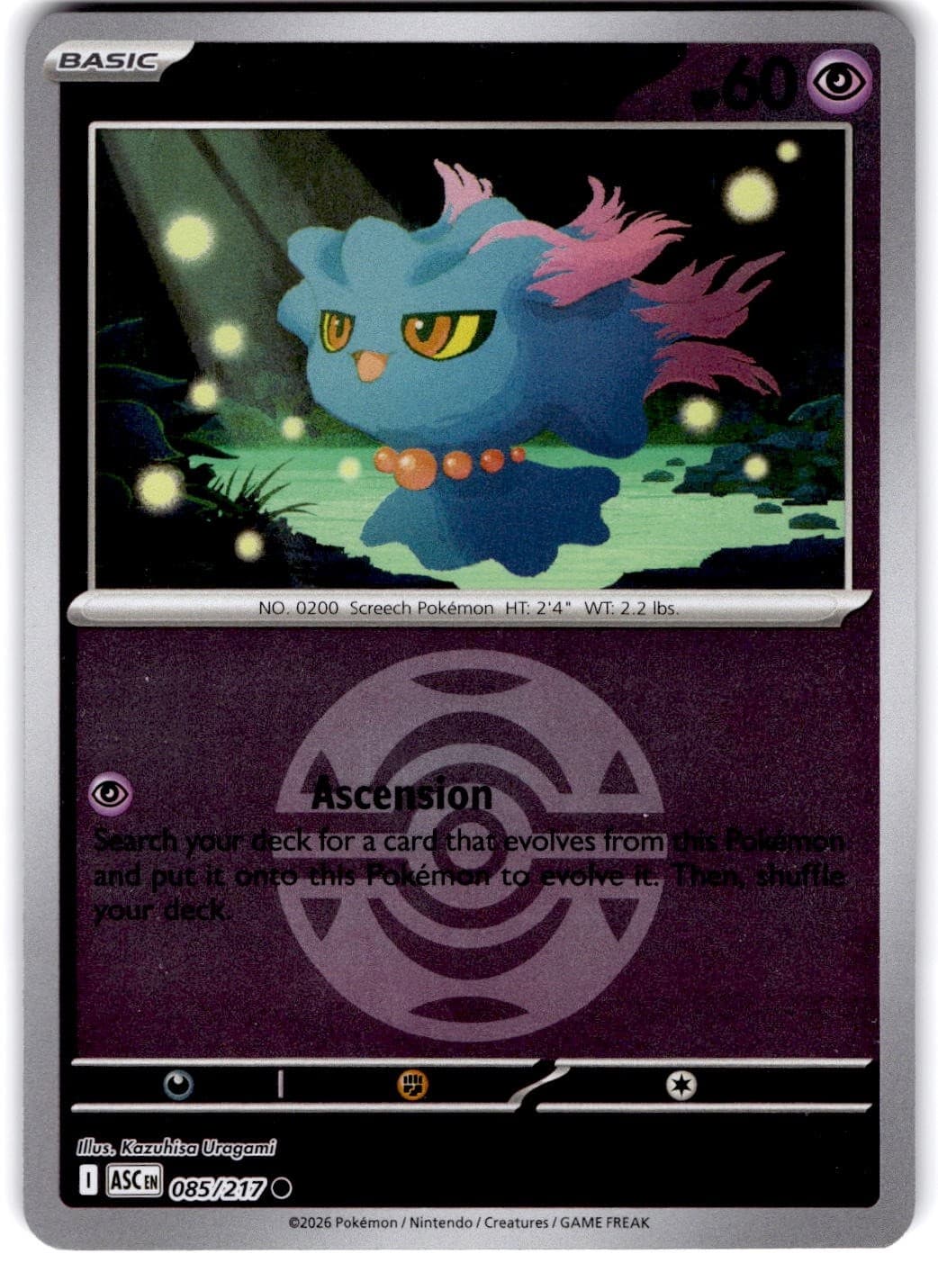 Pokemon Misdreavus Ascended Heroes 85/217 Pokeball Holo Near Mint English