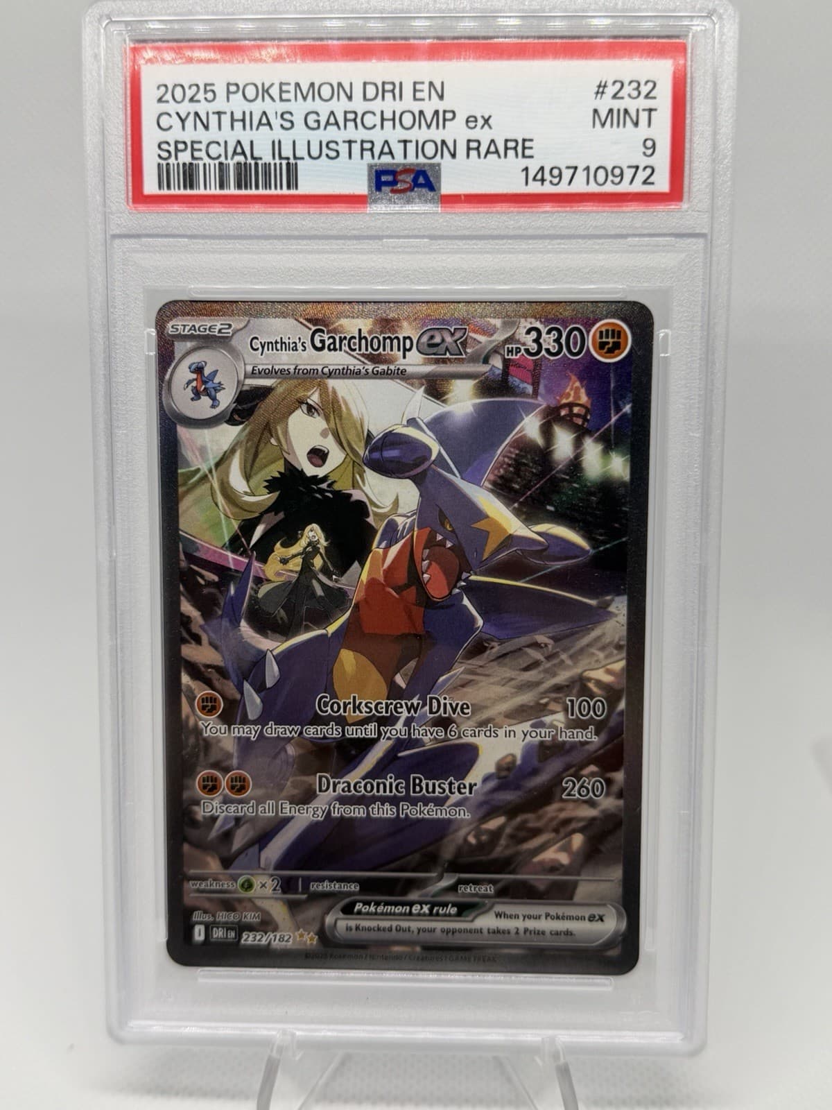 Destined Rivals Cynthia's Garchomp ex 232/182 SIR Holo PSA 9 EN