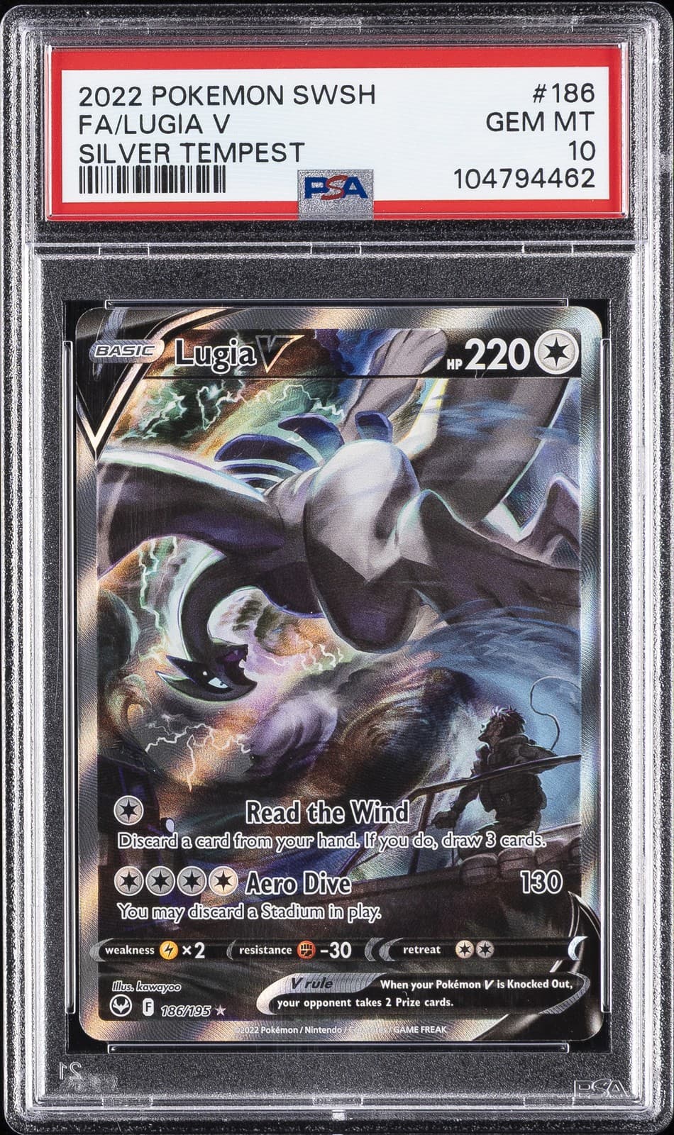 2022 POKEMON SWORD & SHIELD SILVER TEMPEST #186 FULL ART/LUGIA V PSA 10