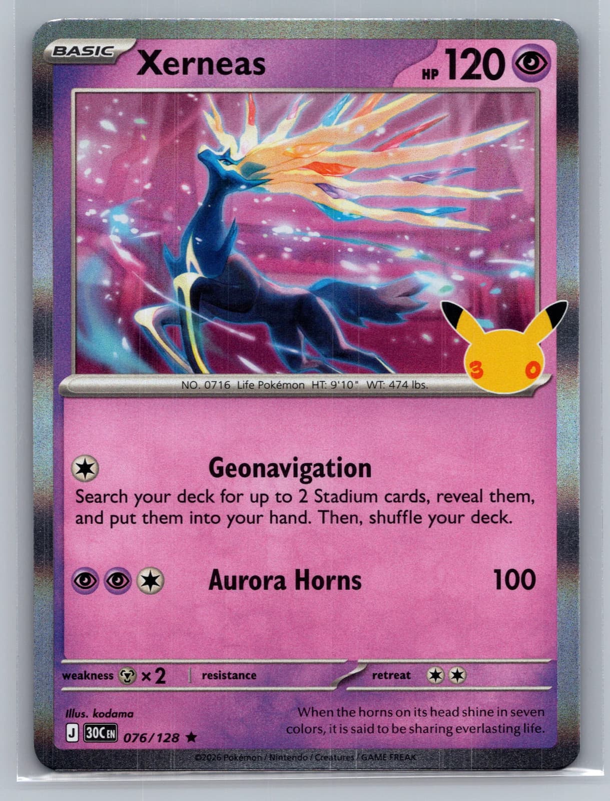 Xerneas 76/128 30th Celebration Holo Rare Pokemon TCG NM