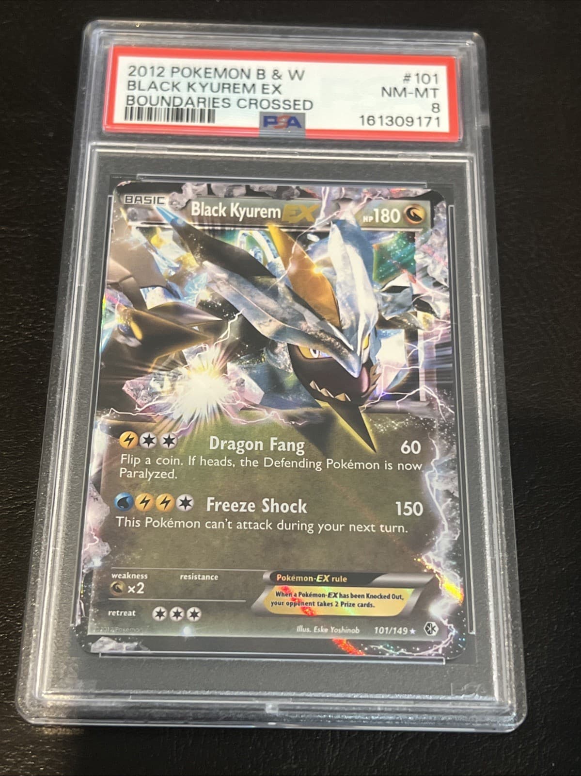 2012 POKEMON B&W BOUNDARIES CROSSED #101 BLACK KYUREM EX PSA 8