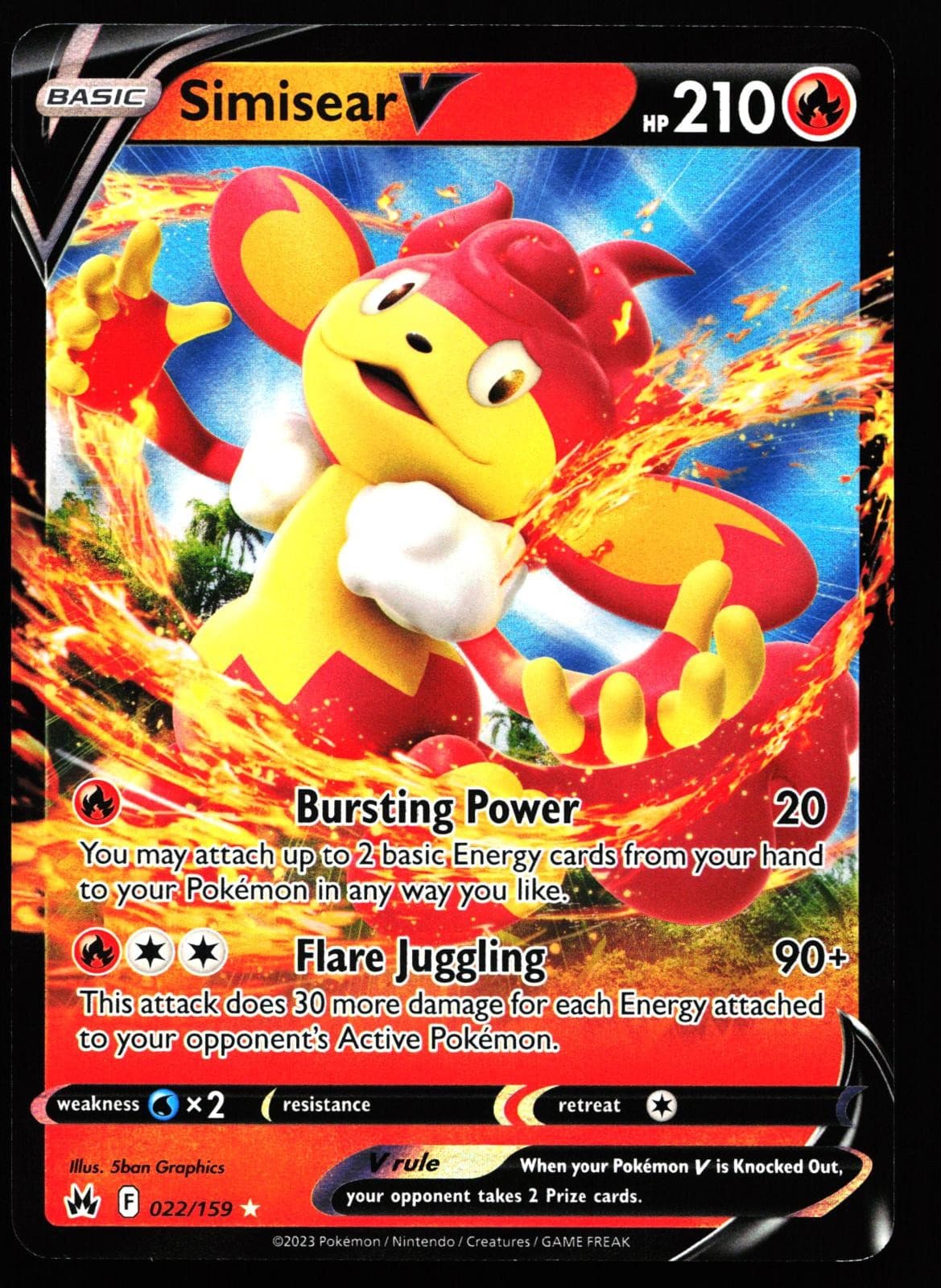 SIMISEAR V 022/159 HOLO V RARE CROWN ZENITH POKEMON LP