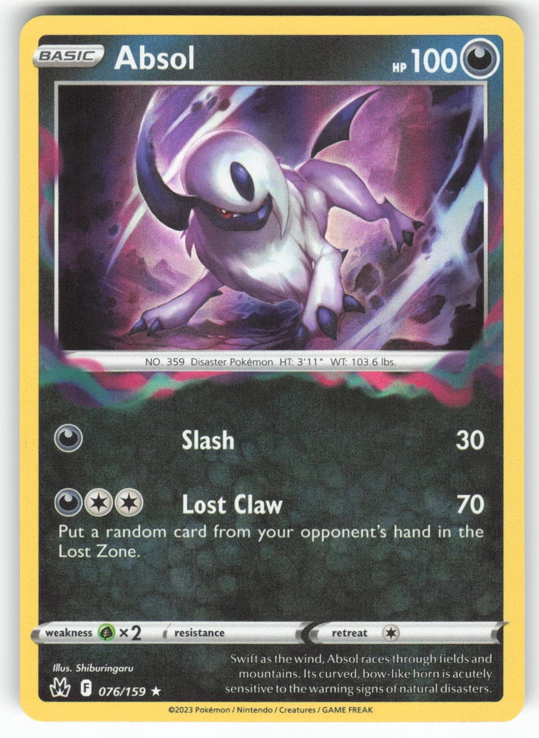 Absol 076/159 Holo Rare Crown Zenith Pokemon Near Mint