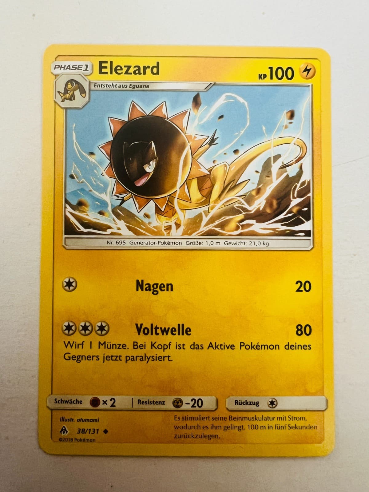 Pokemon Karte Elezard 38/131 Grauen der Lichtfinsternis Deutsch