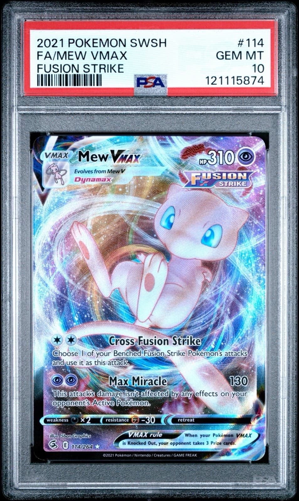 2021 Pokemon Fusion Strike Mew VMAX #114/264 Full Art PSA 10 GEM MINT