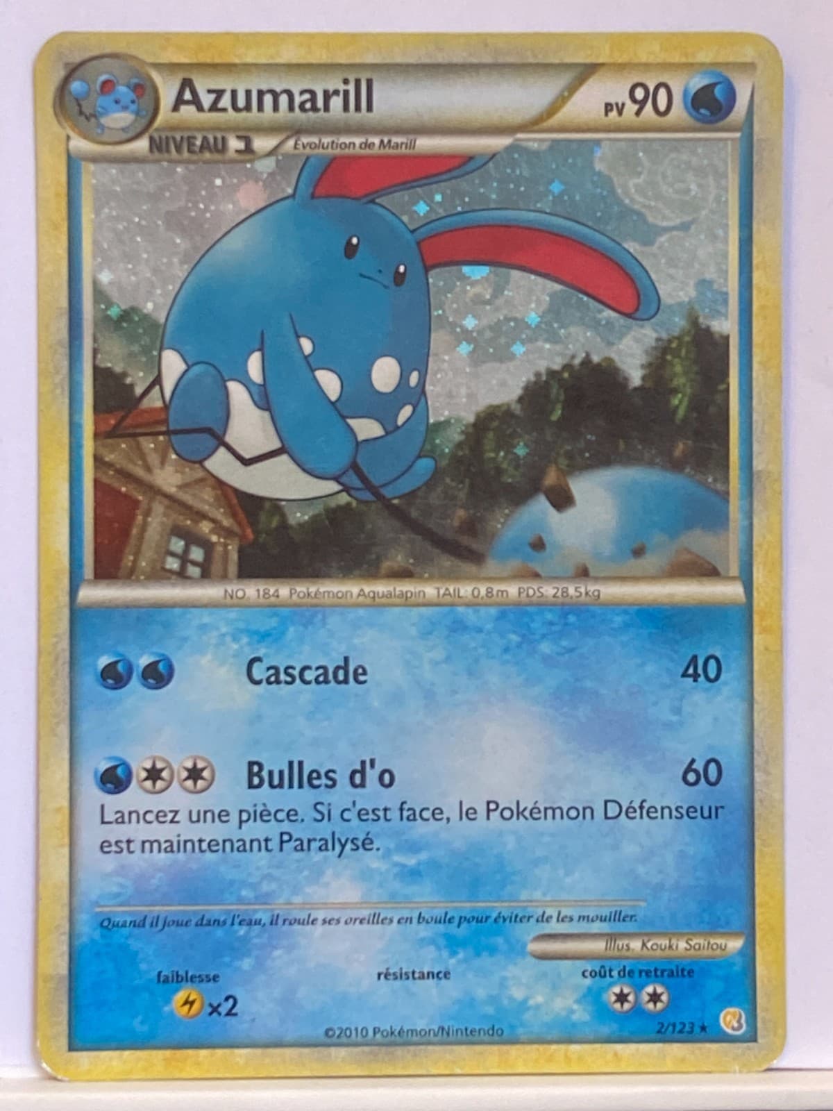 Azumarill 2/123 Holo HGSS HeartGold SoulSilver carte Pokémon FR