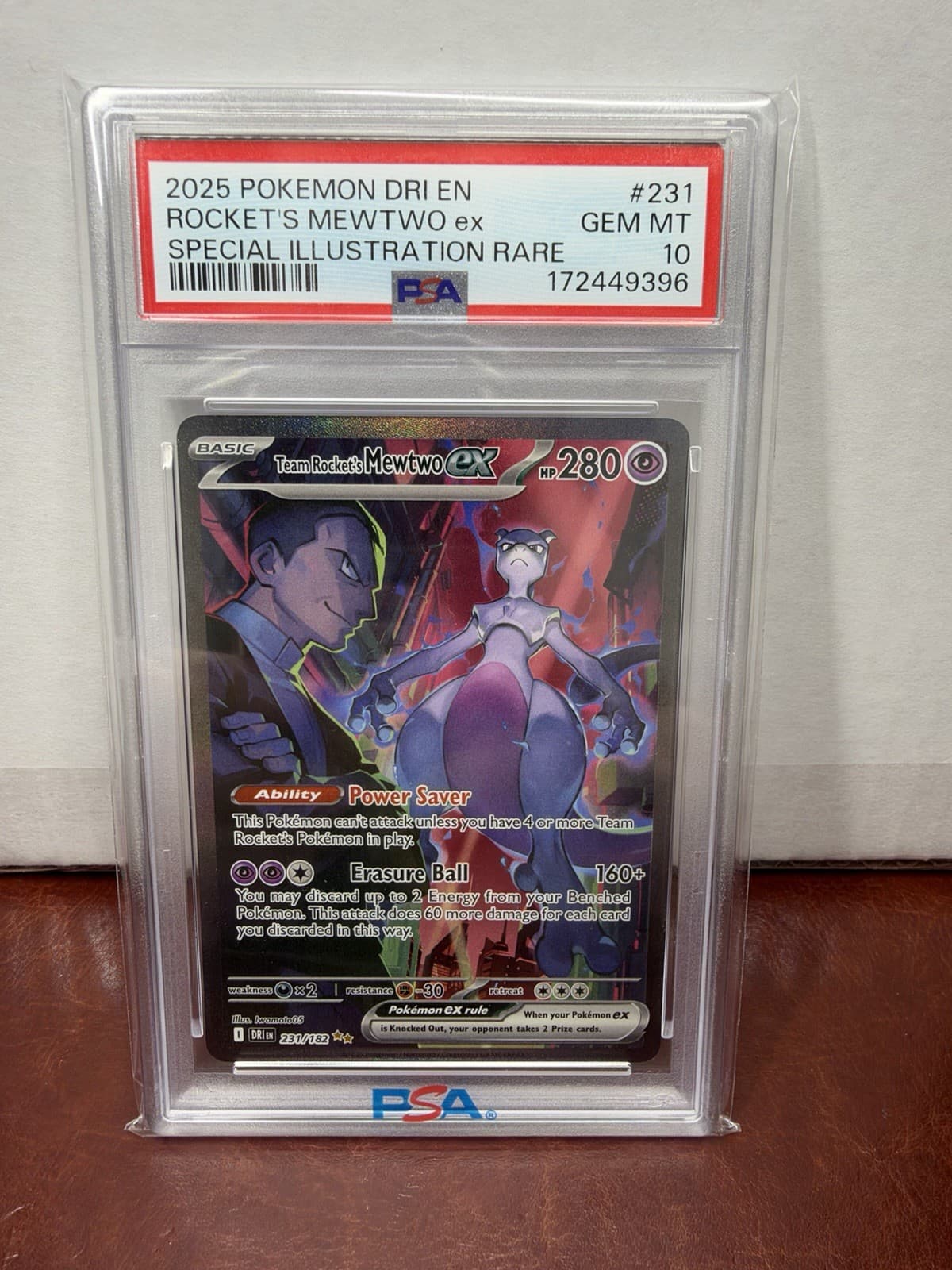 2025 Pokemon Destined Rivals Team Rocket's Mewtwo ex #231/182 PSA 10 GEM MINT