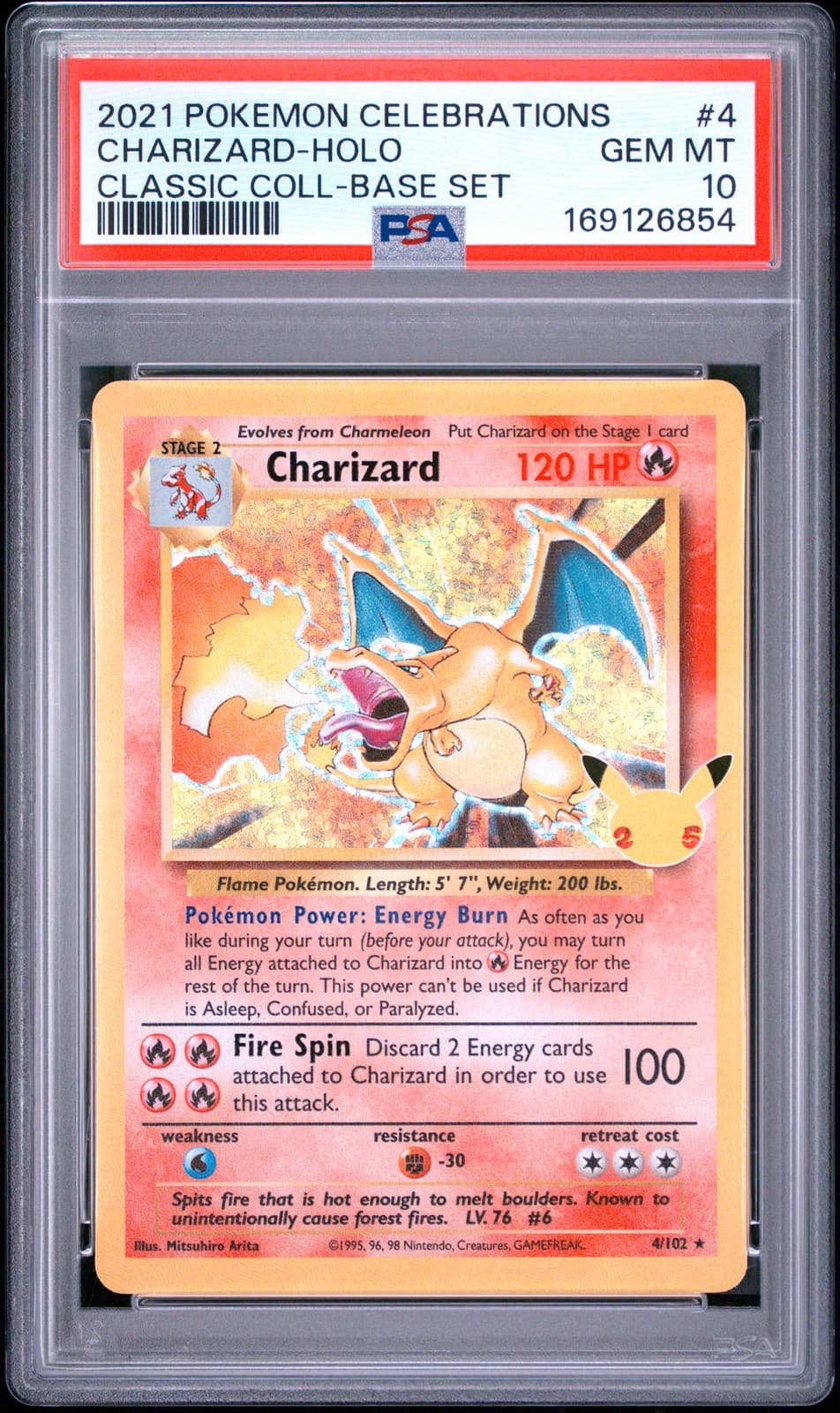 2021 POKEMON CELEBRATIONS CLASSIC COLLECTION #4 CHARIZARD-HOLO PSA 10
