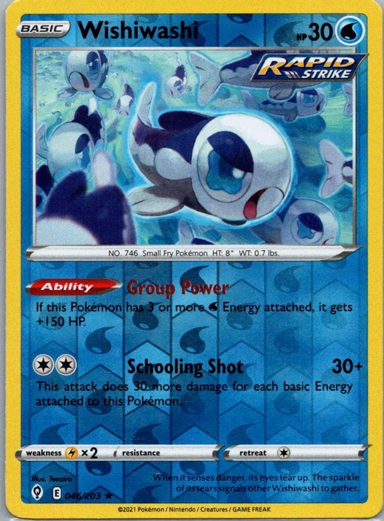 Pokemon TCG Wishiwashi 46/203 Evolving Skies Rev Holo LP