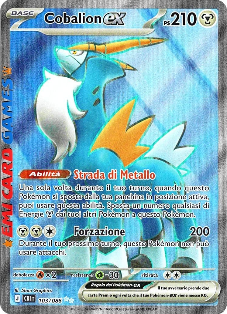 COBALION ex 103/086 - CRI - ITA - Caos Nascente - Carta POKEMON - Italiano