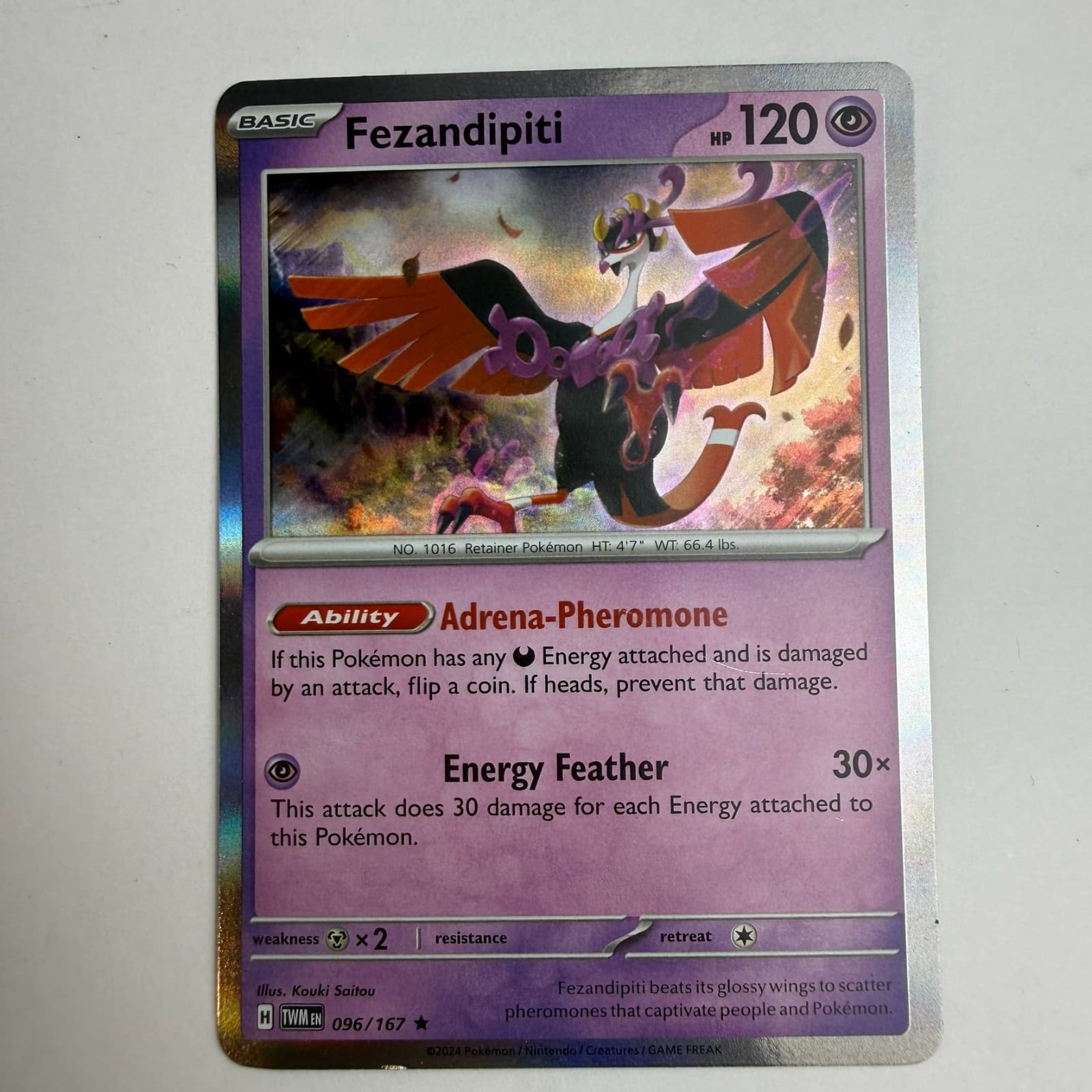 Pokémon TCG- Fezandipiti 96/167- Twilight Masquerade- Holo Rare D8 NM