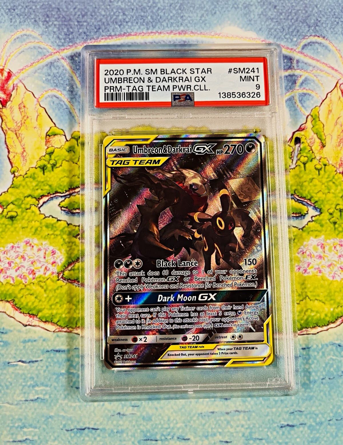 Umbreon & Darkrai GX PSA 9 SM241 SM Promo TAG TEAM Holo English