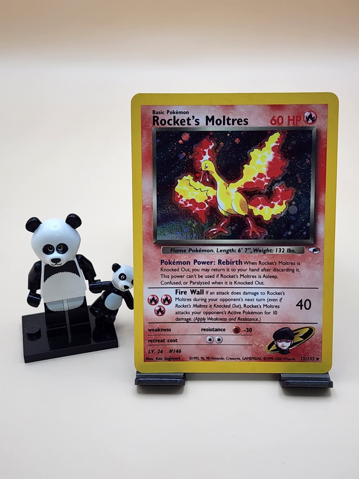Rocket's Moltres 12/132 Rare Gym Heroes Pokemon Unlimited Holo MP-LP