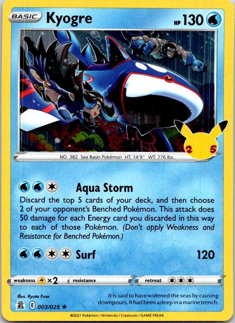Kyogre 003/025 Rare Celebrations Pokemon Holo Near Mint
