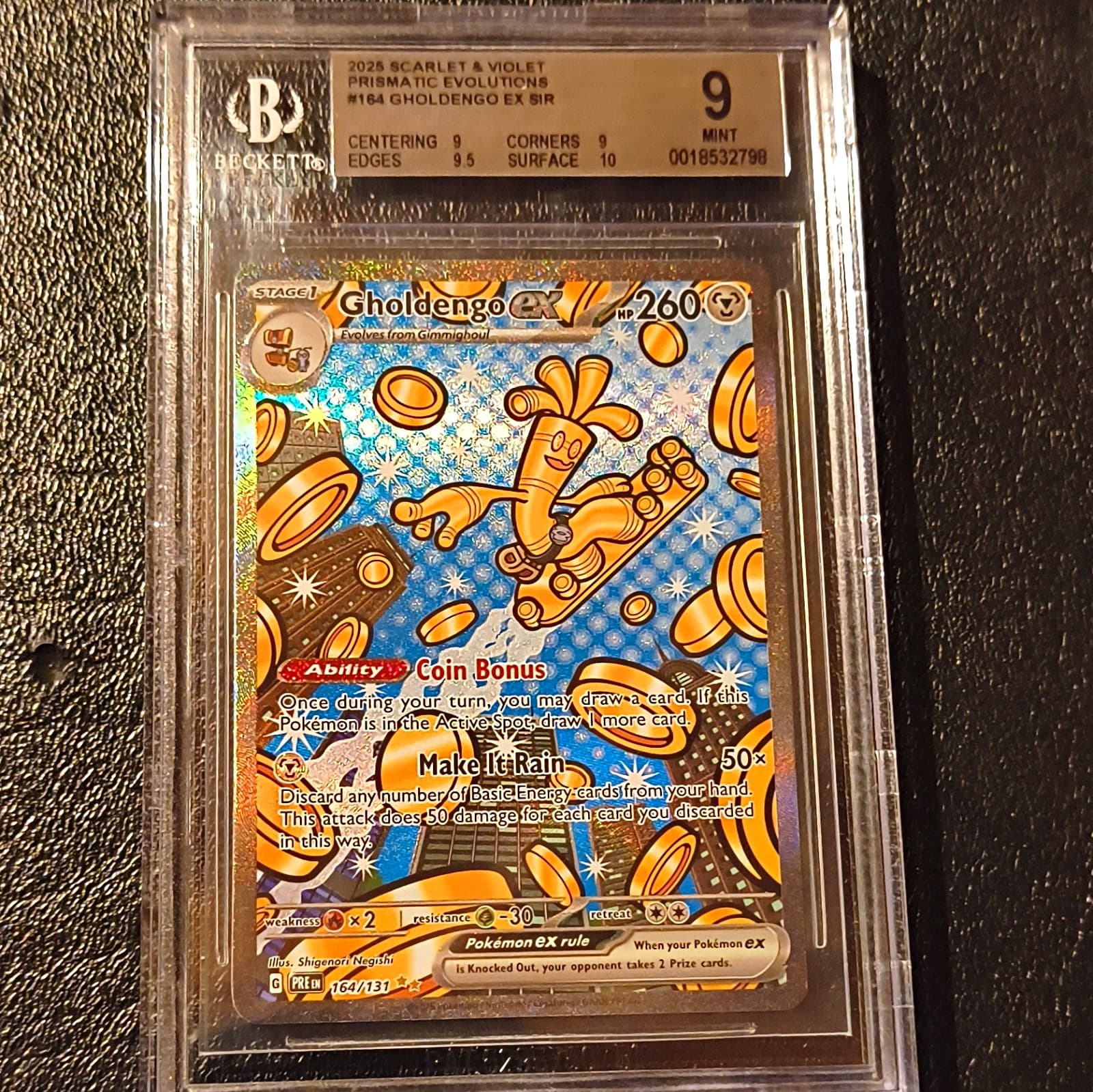 Gholdengo ex 164/131 Prismatic Evolutions SIR Eng Holo BGS 9