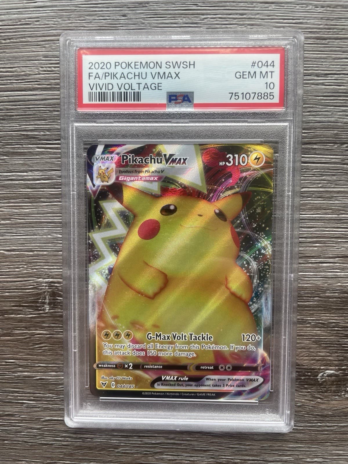 Pokemon Pikachu VMAX PSA 10 Gem Mint 044/185 Vivid Voltage 2020 Graded Card