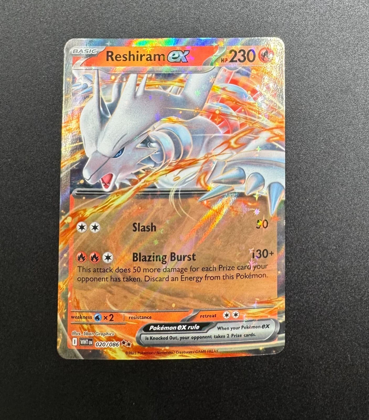 Reshiram Ex 20/86 White Flare WHT -Near Mint- Pokemon TCG