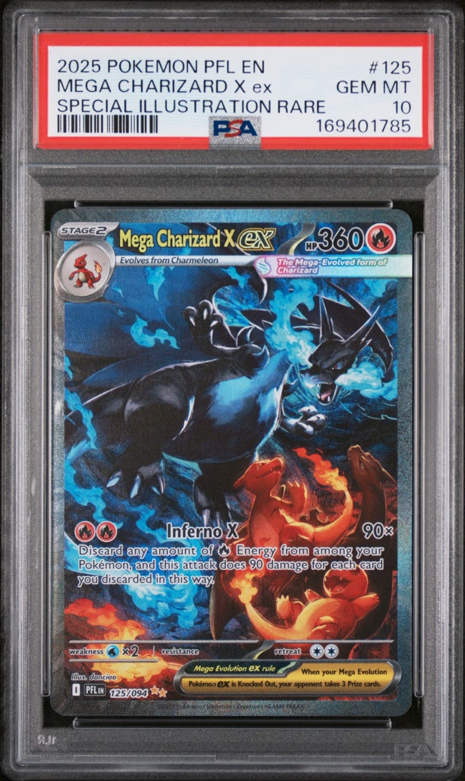 2025 POKEMON PFL EN-PHANTASMAL FLAMES #125 MEGA CHARIZARD X EX PSA 10