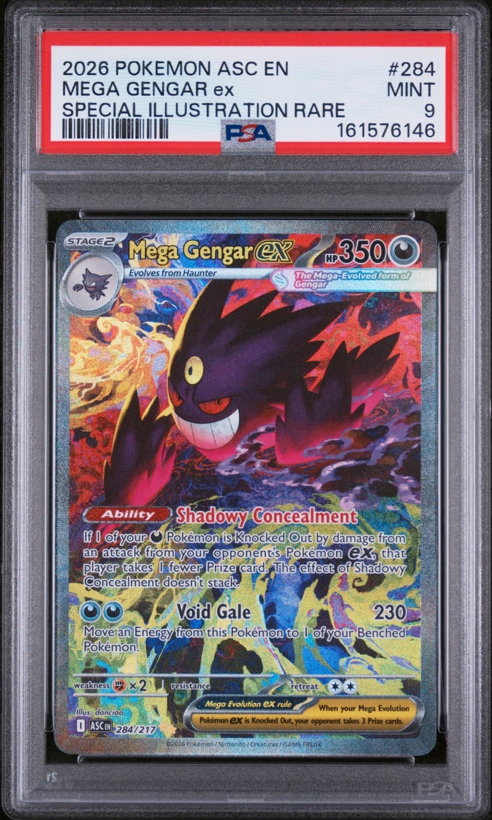 Pokemon 2026 Mega Gengar ex 284/217 SIR Ascended Heroes PSA 9